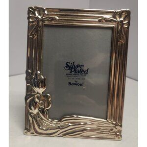 Silverplated Loui Michel by Bowon 3.5" x 5" Floral and Bow Picture Frame
